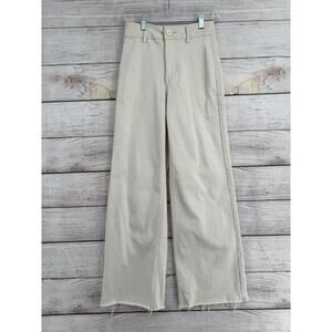 Oat New York High Rise Wide Leg Jean Womens 0/25 Oat Milk Cream Rough Hem